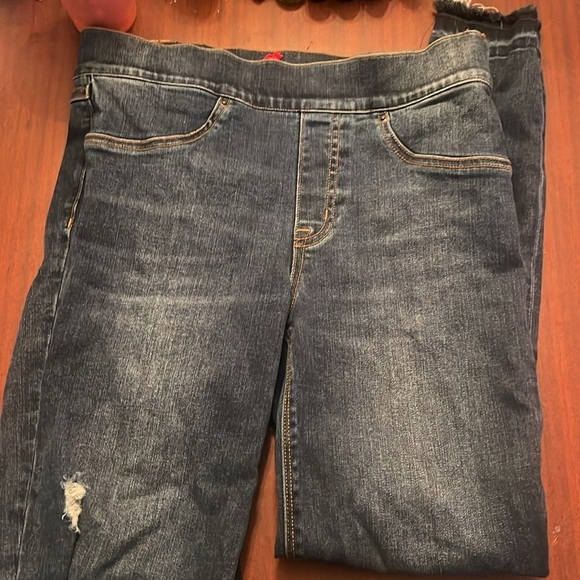 SPANK Distressed Ankle Skinny Jeans, Sz Small Distressed Medium Wash - Picture 7 of 11